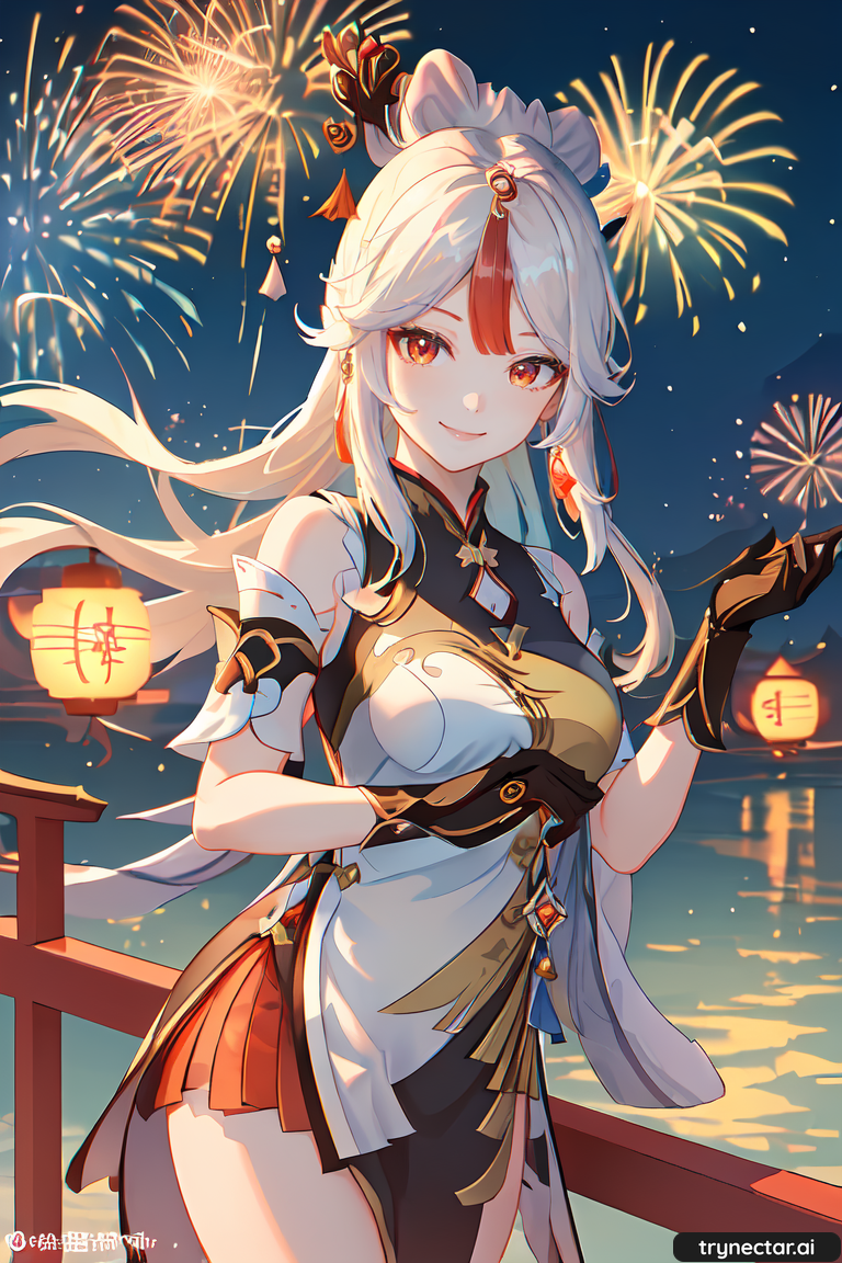 1girl ai_generated breasts female_only fireworks genshin_impact hentai new_year ningguang_(genshin_impact) trynectar.ai waifu2x